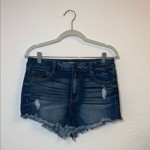 Refuge‎ Blue Distressed Jean Shorts Frayed Hem